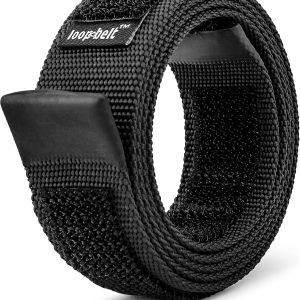 Black No-Scratch Web Belt with Rubber Coated Tips and Advanced Hook & Loop Fasteners