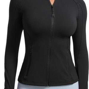 Butterluxe Womens Full Zip Workout Jackets Slim Fit Track Athletic Zip Up Jacket with Thumb Holes